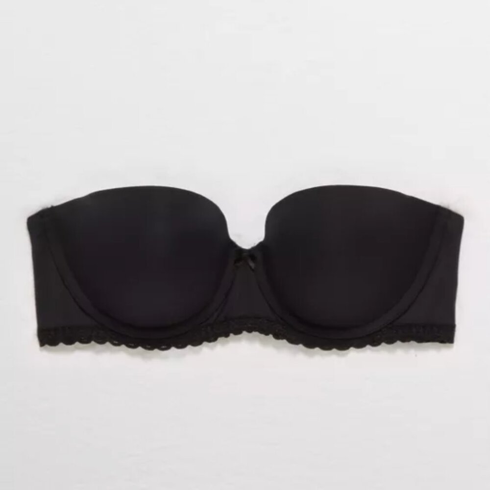 Aerie Real Happy Strapless Push Up Bra in True Black 32D